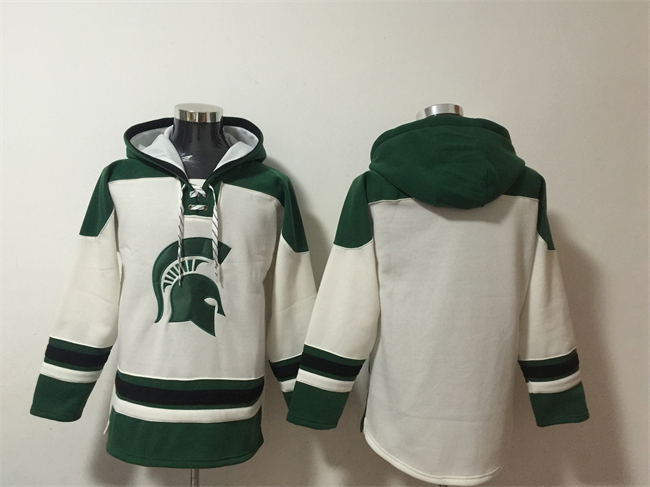 Men's Michigan State Spartans Blank Cream Ageless Must-Have Lace-Up Pullover Hoodie